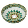 16" Round Artistic Ceramic Vessel Sink – Glossy Above-Counter Basin with Hand-Inspired Printed Pattern - 2 of 4