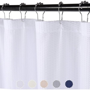 Soft Microfiber Shower Curtain, Embossed Fabric Bathroom Curtain or Liner, Decorative Textured, Machine Washable - 1 of 4