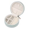 REGALWOVEN PU Leather Mini Portable Compact Round Jewelry Box Display Holder - 3 of 4