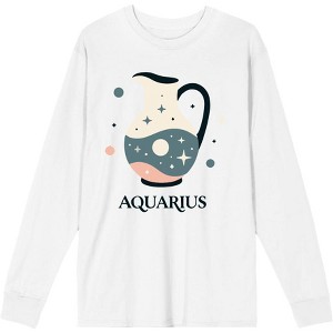 Aquarius Zodiac Pitcher With Water Adult Crew Neck Long Sleeve Tee - 1 of 2