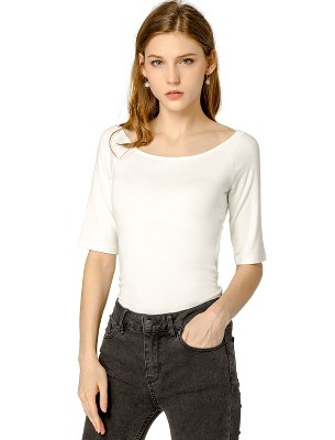 INSPIRE CHIC Women's Half Sleeves Scoop Neck Fitted Layering Soft T-Shirt