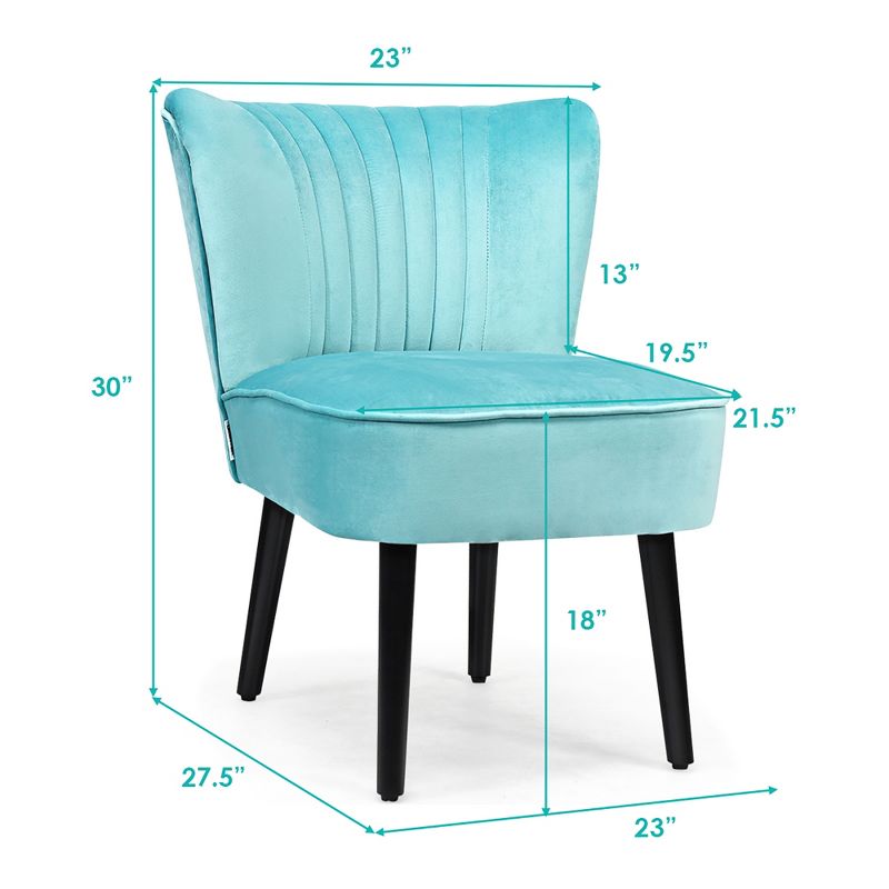 Costway Set of 2 Armless Accent Chair Upholstered Leisure Chair Single Sofa Turquoise\Stone Grey\ Dark Grey, 3 of 11