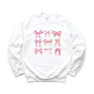 Simply Sage Market Women's Graphic Sweatshirt Coquette Pink Bow Chart - 1 of 3