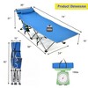 Folding Camping Cot Heavy-Duty Outdoor Cot Bed w/ Side Storage Pocket Green\Blue - 2 of 4