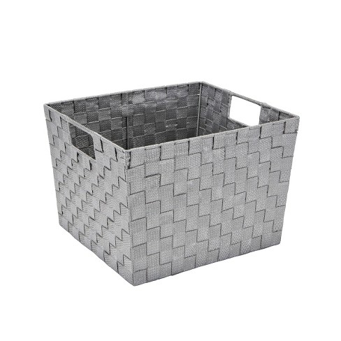 Stripe Woven Strap X-Large Storage Bin, Grey, STORAGE ORGANIZATION