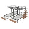 Okak Full over Twin-Twin Triple Loft Bunk Bed with 2 Drawers Metal Frame Bed with Staircase for Teens Kids Noise Reduced, Black - 4 of 4