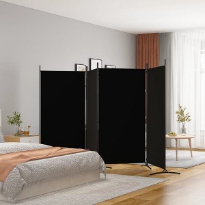 vidaXL 4-Panel Room Divider Black 136.2"x70.9" Fabric - 1 of 4