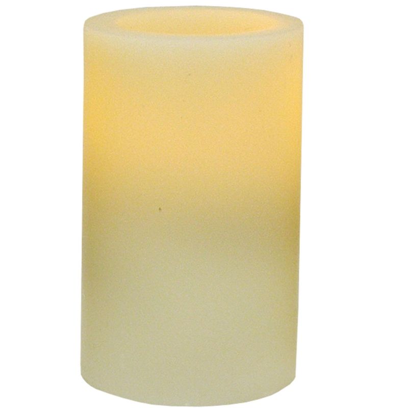 Pacific Accents Flameless 3x5 Ivory Flat Top Wax Pillar Candle, 1 of 3