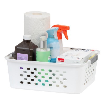 White Plastic Medium Storage Basket Set of Six