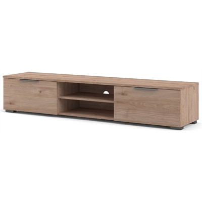 Jackson Hickory Low-Profile TV Stand with Cabinets and Shelves