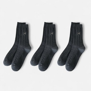 Anna-Kaci Women's 3-Pack Ribbed Crew Socks with Subtle Flecked Texture and Mini Embroidered Bow Accent - 1 of 1