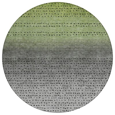 Fern Green And Gray Abstract Washable Indoor Outdoor Area Rug