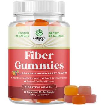 Prebiotic Fiber Gummies for Adults, Prebiotic Soluble Chicory Root, Immunity & Digestive Support, Orange & Mixed Berry Flavor, Nature's Craft, 60ct