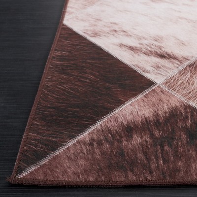 Light Brown and Brown Faux Fur Rectangular Rug, 4' x 6'