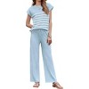 Ekouaer Striped Lounge Set 2 Piece Sweater Matching Outfits Travel Knit Clothing Sets for Women - 4 of 4