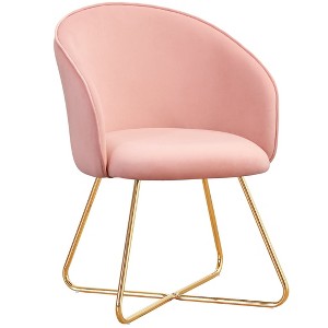 Furniliving Velvet Vanity Chair with Back, Modern Accent Chair for Vanity, Upholstered Makeup Stoolfor Bedroom, Living Room, Dressing Room - 1 of 4