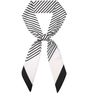INSPIRE CHIC Women's Striped Print Skinny Long Satin Silky Ribbon Neck Scarves 1Pc - 1 of 4