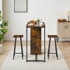 3 Piece Dining Table Set for 2, Industrial Bar Table and 2 Stools, Counter Height Island Table with Storage Shelves, Drawer, Small Kitchen Table - 3 of 4