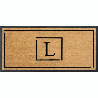 A1HC Natural Coir Monogrammed Doormat, Anti-Shed Treated Durable Front Door Mat for Outdoor Entrance, Easy to Clean Entrymat 24"x48"