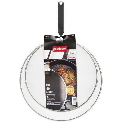 GoodCook Ready 2pc Splatter Screen: Metal Oil Guard for Frying Pan, Hand Wash, 13 Diameter, Black Handle