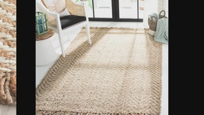 Chevron Fringe Hand-Knotted Jute Area Rug - 2'6" x 4', Bleach & Natural