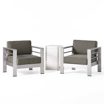 Cape Coral 3pc Aluminum Chat Set Gray - Christopher Knight Home