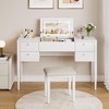 Coucheta 3 in 1 Small Vanity Desk Flip Top Mirror LED Lights Makeup Table 5 Drawers Adjustable Lighting Cushioned Chair - 4 of 4