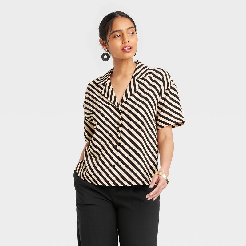 Women's Crepe Short Sleeve Button-Down Shirt - A New Day™, 1 of 5
