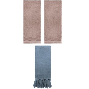 REGALWOVEN 3 Packs Cotton Absorbent Soft Turkish Hand Towels with tassel for Bathroom - 1 of 4