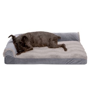 FurHaven Wave Fur & Velvet Deluxe Chaise Lounge Orthopedic Sofa-Style Dog Bed - 1 of 3