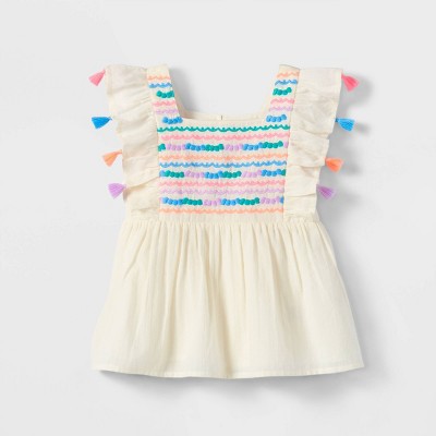 Toddler Girls' Embroidered Short Sleeve Top - Cat & Jack™ White