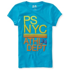 Aeropostale Girls NYC Athl Dept 34 Graphic T-Shirt, Blue, 4 - 1 of 1