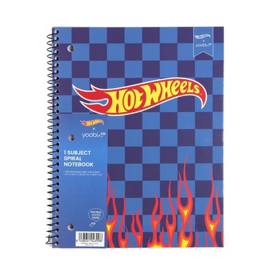 Yoobi Hot Wheels 1 Subject Notebooks 8"x10.5" Wide Ruled Blue Checker Flames