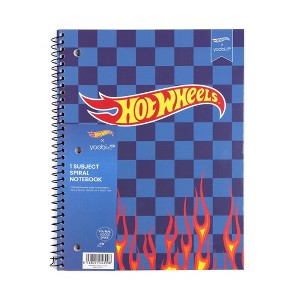 Yoobi Hot Wheels 1 Subject Notebooks 8"x10.5" Wide Ruled Blue Checker Flames - 1 of 3