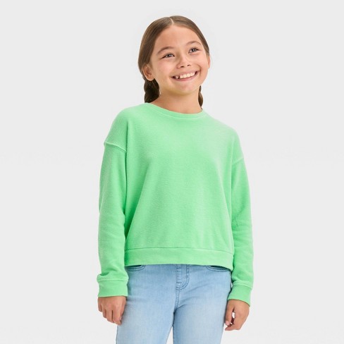 Girls' Cozy Lightweight Fleece Crewneck Sweatshirt - All In Motion™ : Target