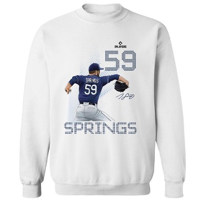 MLBPA Men's Springs Pw Licensed Mlb Jeffrey Springs Tampa Bay Rays Baseball Diamond Shape Long Sleeve Graphic Cotton Pullover Sweatshirt - White XL