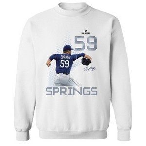 MLBPA Men's Springs Pw Licensed Mlb Jeffrey Springs Tampa Bay Rays Baseball Diamond Shape Long Sleeve Graphic Cotton Pullover Sweatshirt - White M - 1 of 4