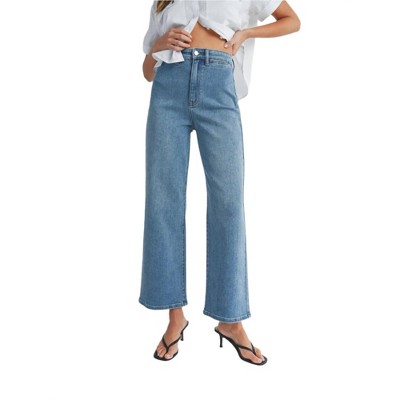 Women's Wo's Welt Pocked Wide Leg Pant - JUST BLACK DENIM