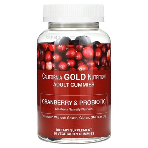 California Gold Nutrition Cranberry & Probiotic Gummies with Cranberry Concentrate, Fructooligosaccharides and Bacillus coagulans, Natural Cranberry, - 1 of 4