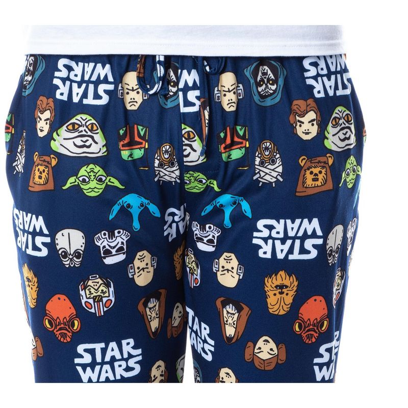 Star Wars Mens' Toon Heads Yoda Luke Skywalker Sleep Pajama Pants Blue, 3 of 5