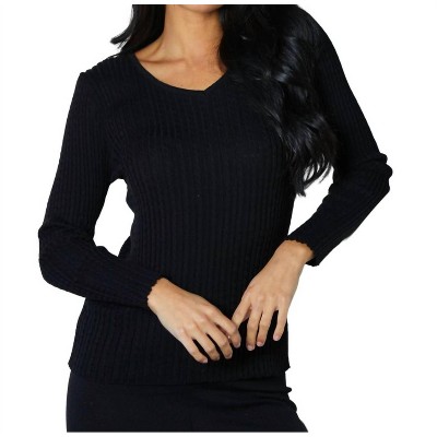 Women's Braided V-Neck Sweater - Angel Apparel