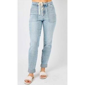 Women's High Waist Vintage Double Cuff Jogger - Judy Blue - 1 of 4