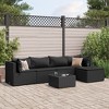 vidaXL 6 Piece Patio Lounge Set - Black Poly Rattan, Cushions, PE Rattan, Steel Frame, Tempered Glass, Modular Design for Outdoor, Garden, Patio - 2 of 4