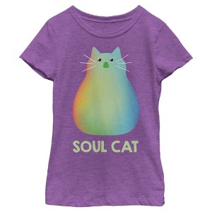 Girl's Soul Rainbow Cat T-Shirt - 1 of 4