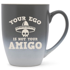 100 North Skull Sombrero 10 Ounce Gray and White Two Toned Ombre, Comfortably Fits Your Hands, Ceramic Tea Coffee Cup Mug, Your Ego Is Not Your Amigo - 1 of 1