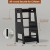 Dronkon Wood Toddler Tower, Toddler Kitchen Helper Step Stool, Black - 2 of 4