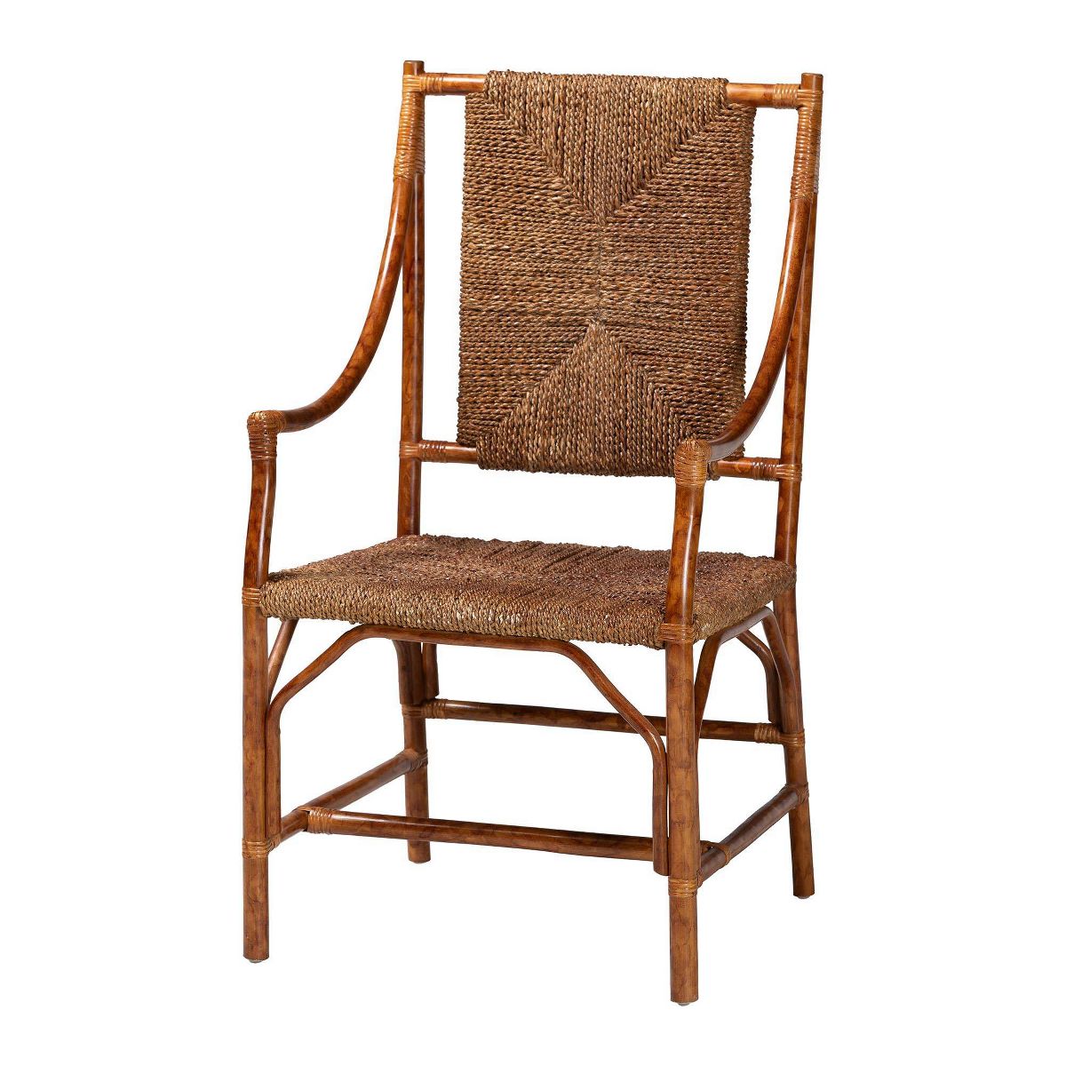 bali & pari Ramos Marbled Tortoise Natural Rattan and Seagrass Armchair Marbled Tortoise Brown/Natural Brown - thumbnail 8