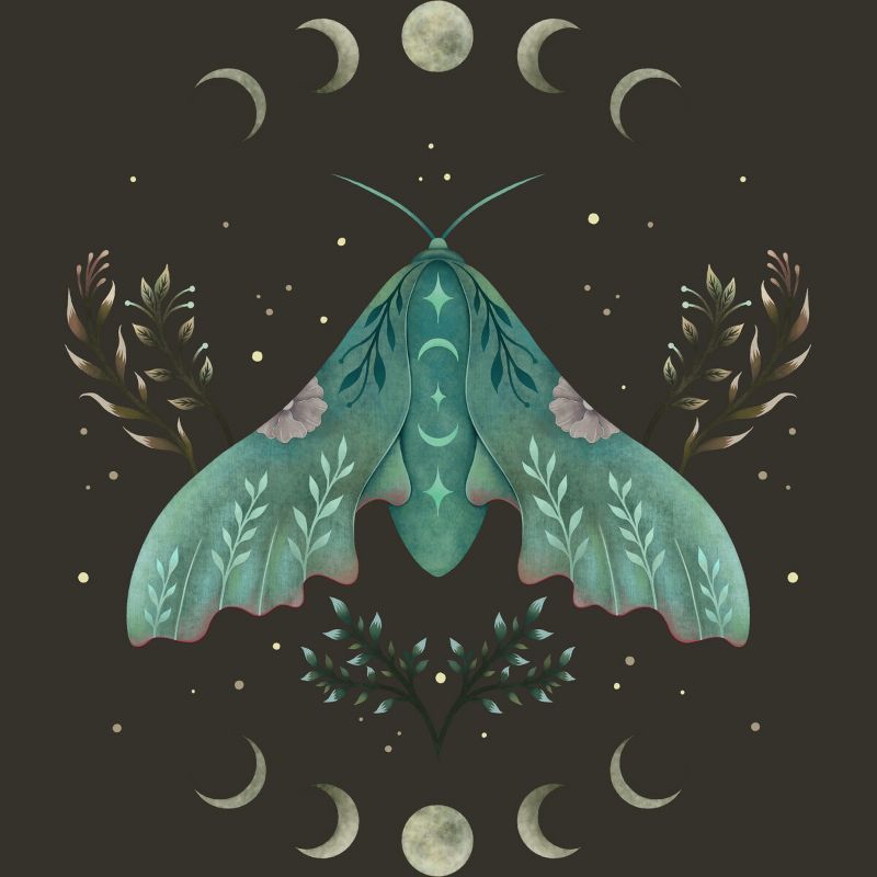 Junior's Design By Humans Luna and Moth By EpisodicDrawing T-Shirt, 2 of 4