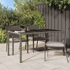 vidaXL Patio Table, 59.1"x35.4"x29.5" Tempered Glass and Poly Rattan Gray - 2 of 4