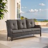 POCASSY 74" Wide Outdoor Wicker Patio Sofa with Cushions, All Weather Wicker Furniture Sofa 3 Seater Couch for Porch, Deck, Balcony - 2 of 4
